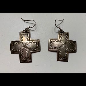 Sterling silver made Mexico cross earrings